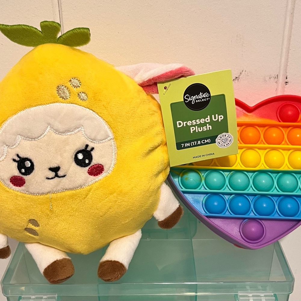 Yellow Plush Toy and Rainbow Heart Pop It Set - Picture 2 of 2